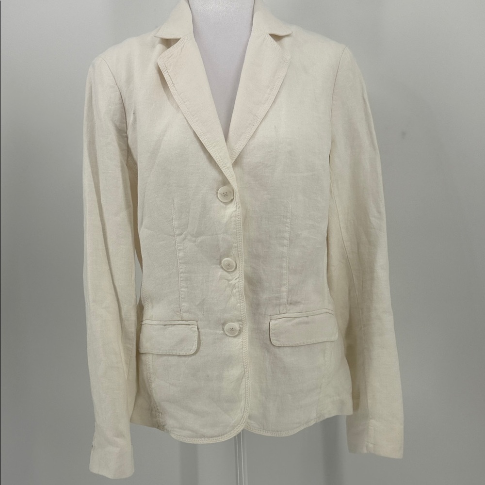 L.L.Bean 100% Linen White Blazer Jacket Lightweight Women’s Small